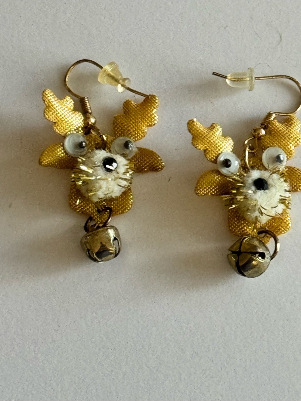 Cute Christmas Reindeer Googly Eye Jingle Bell Earrings Holiday